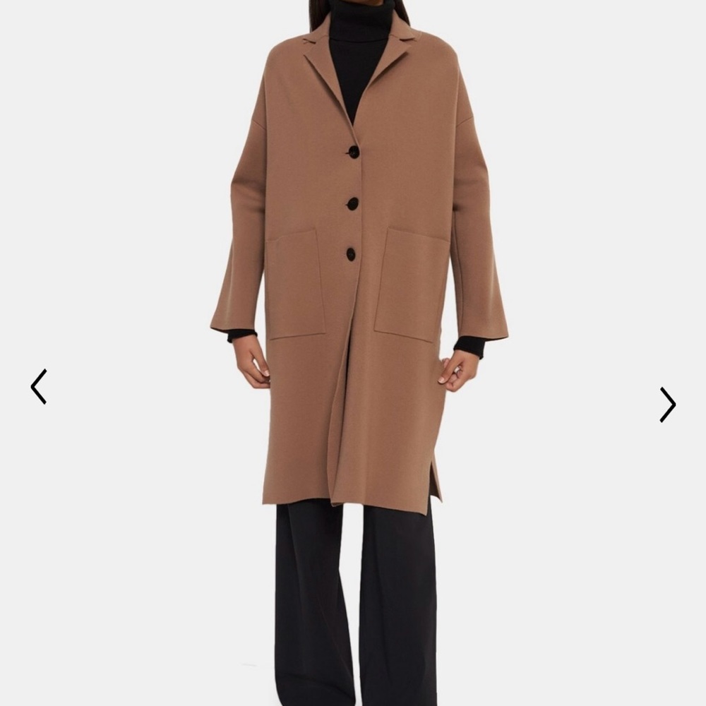 Theory Drop-Shoulder Coat in Fine Merino Wool